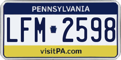 PA license plate LFM2598