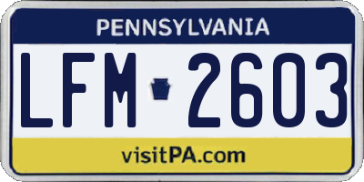 PA license plate LFM2603