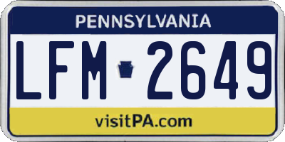 PA license plate LFM2649