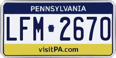 PA license plate LFM2670