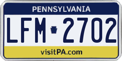 PA license plate LFM2702