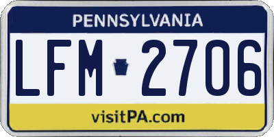 PA license plate LFM2706