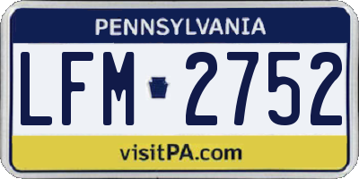 PA license plate LFM2752