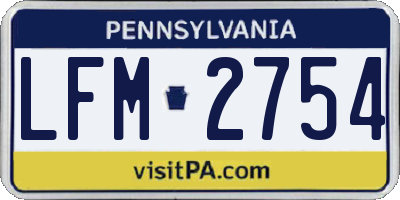 PA license plate LFM2754