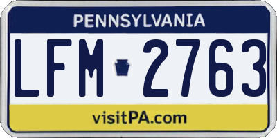 PA license plate LFM2763