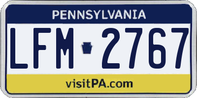 PA license plate LFM2767