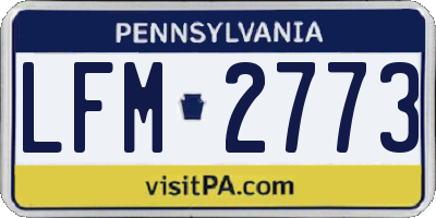 PA license plate LFM2773