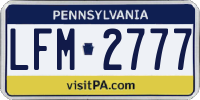 PA license plate LFM2777