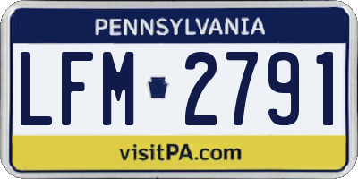 PA license plate LFM2791