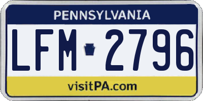 PA license plate LFM2796