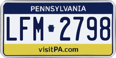 PA license plate LFM2798