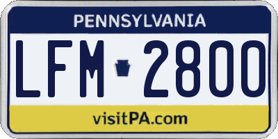 PA license plate LFM2800