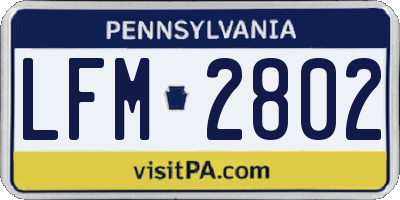 PA license plate LFM2802
