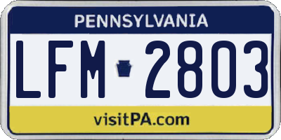 PA license plate LFM2803