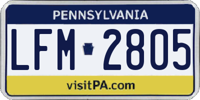 PA license plate LFM2805
