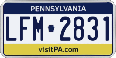 PA license plate LFM2831