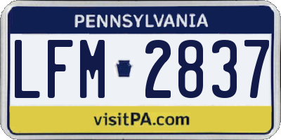 PA license plate LFM2837