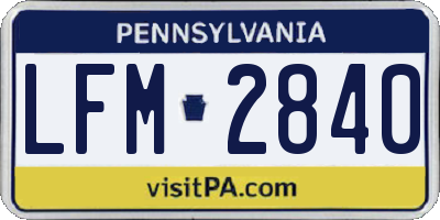 PA license plate LFM2840