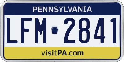 PA license plate LFM2841