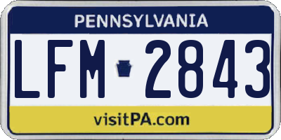 PA license plate LFM2843