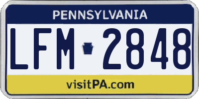 PA license plate LFM2848