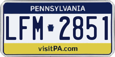 PA license plate LFM2851
