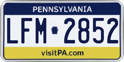 PA license plate LFM2852