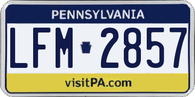 PA license plate LFM2857