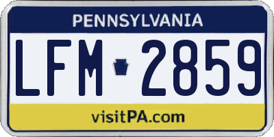 PA license plate LFM2859