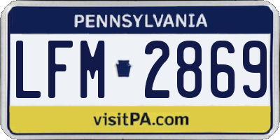 PA license plate LFM2869