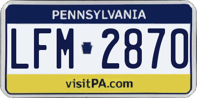 PA license plate LFM2870
