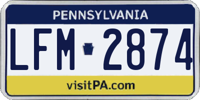 PA license plate LFM2874