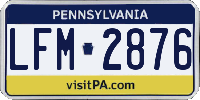 PA license plate LFM2876