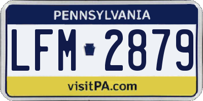 PA license plate LFM2879