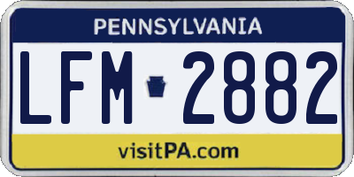 PA license plate LFM2882