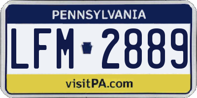 PA license plate LFM2889
