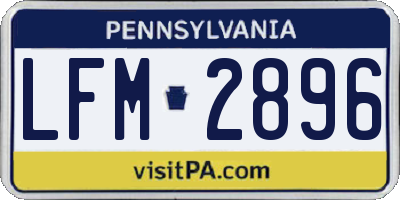 PA license plate LFM2896