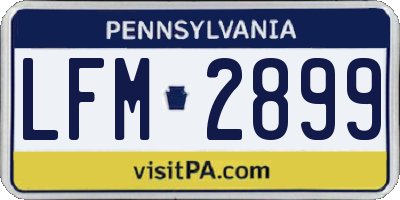 PA license plate LFM2899