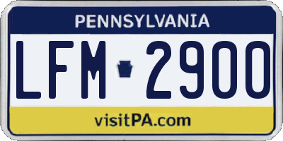 PA license plate LFM2900