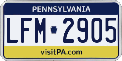 PA license plate LFM2905