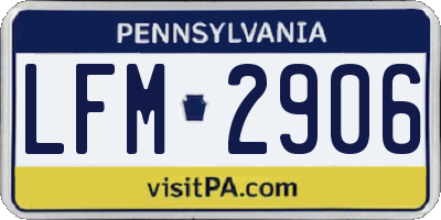 PA license plate LFM2906
