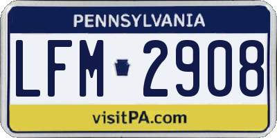 PA license plate LFM2908