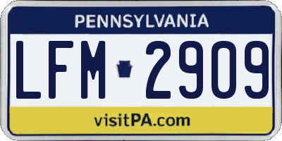 PA license plate LFM2909