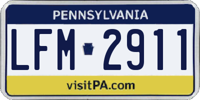 PA license plate LFM2911