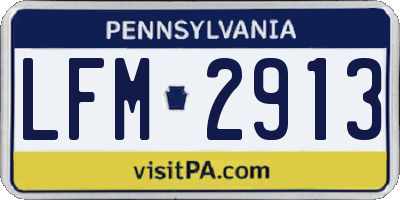 PA license plate LFM2913