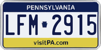 PA license plate LFM2915