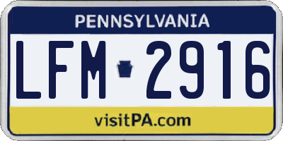 PA license plate LFM2916