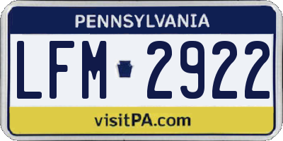 PA license plate LFM2922