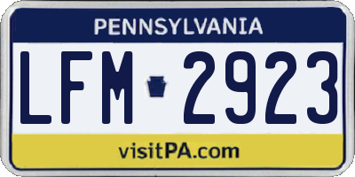 PA license plate LFM2923