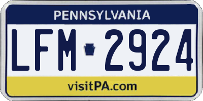 PA license plate LFM2924